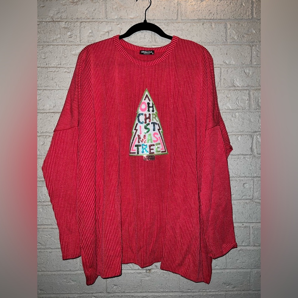 Heimish Raised Rib Easy Fit oversized sequined patched medium shirt